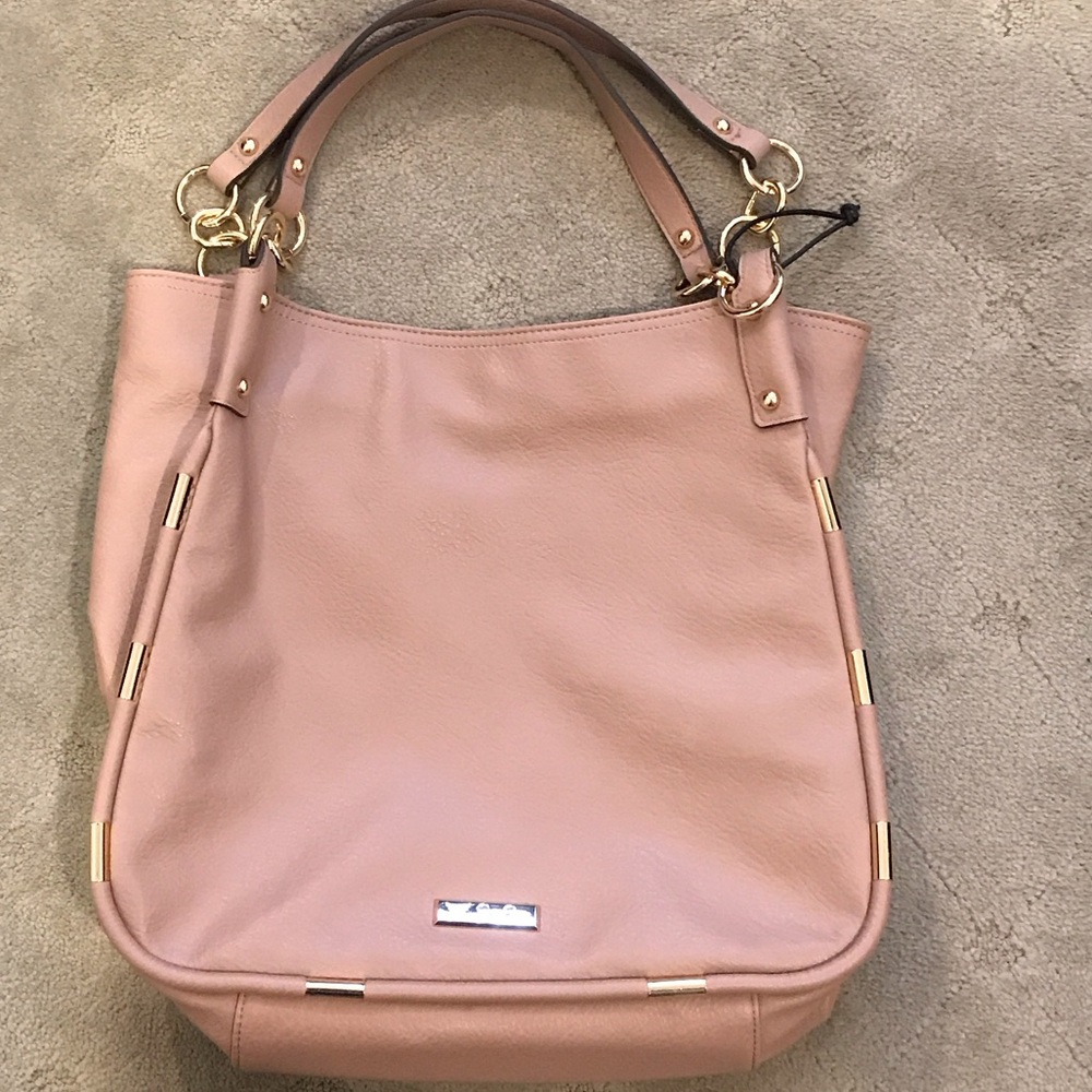 Jessica Simpson Blush Pink Shoulder Bag with Gold Accents